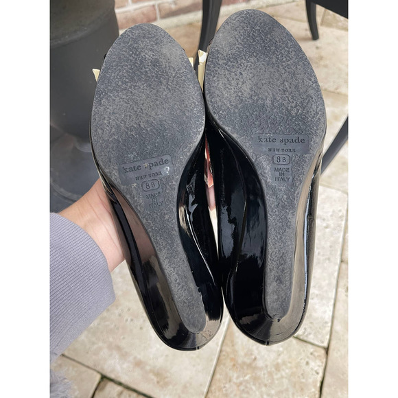 Kate Spade Tenor Paten Leather Wedges S-8 - Picture 3 of 6